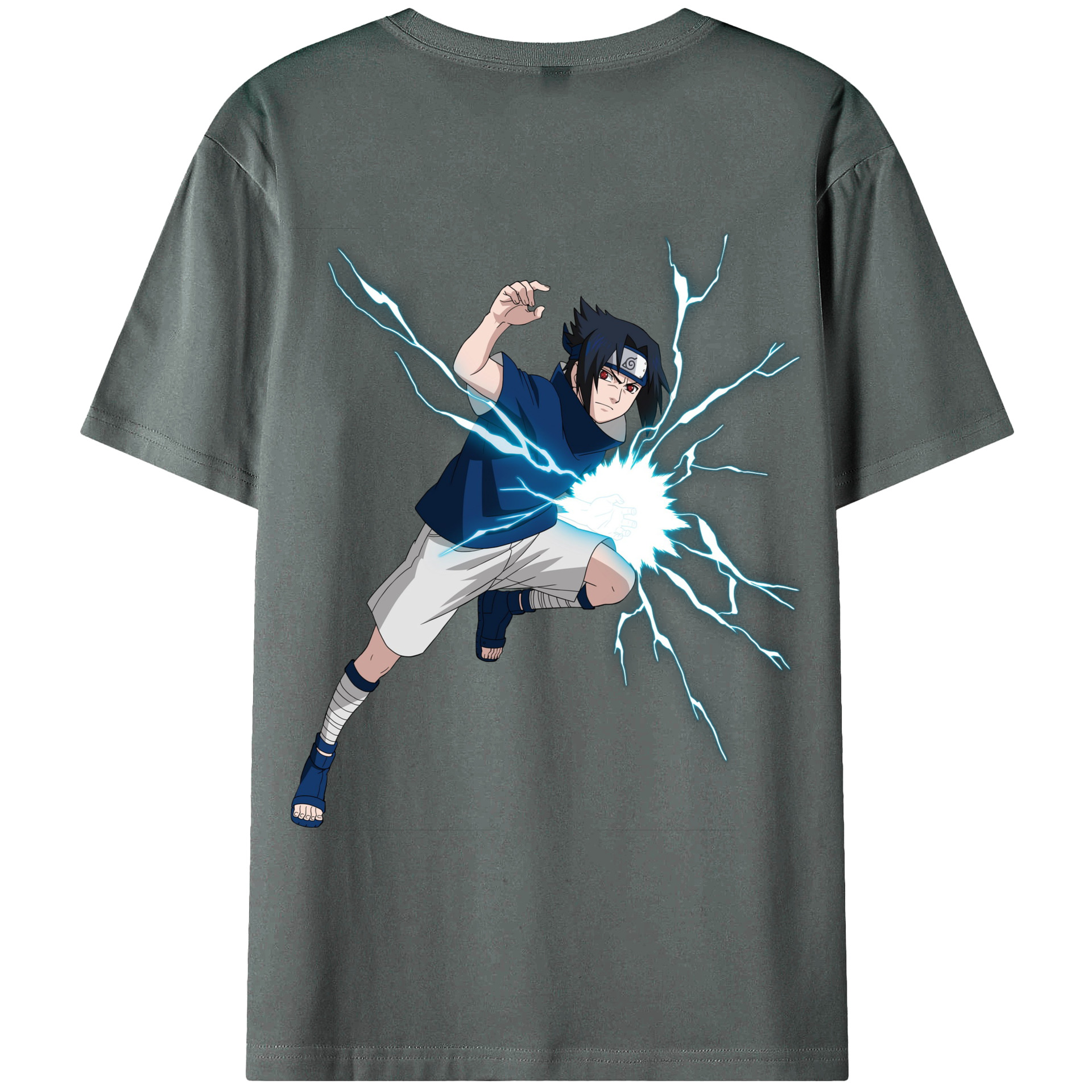（画像用） NARUTO -ナルト- うちは サスケ Uchiha Sasuke 綿100％ メンズ半袖Tシャツ（バックプリント） 通気性